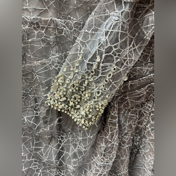 Mac Duggal 12408 NWOT LONG SHEER SLEEVE V-NECK MIDI DRESS - Picture 5 of 6